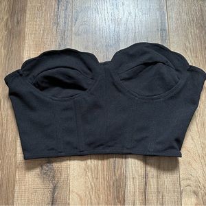 Black scalloped crop top
